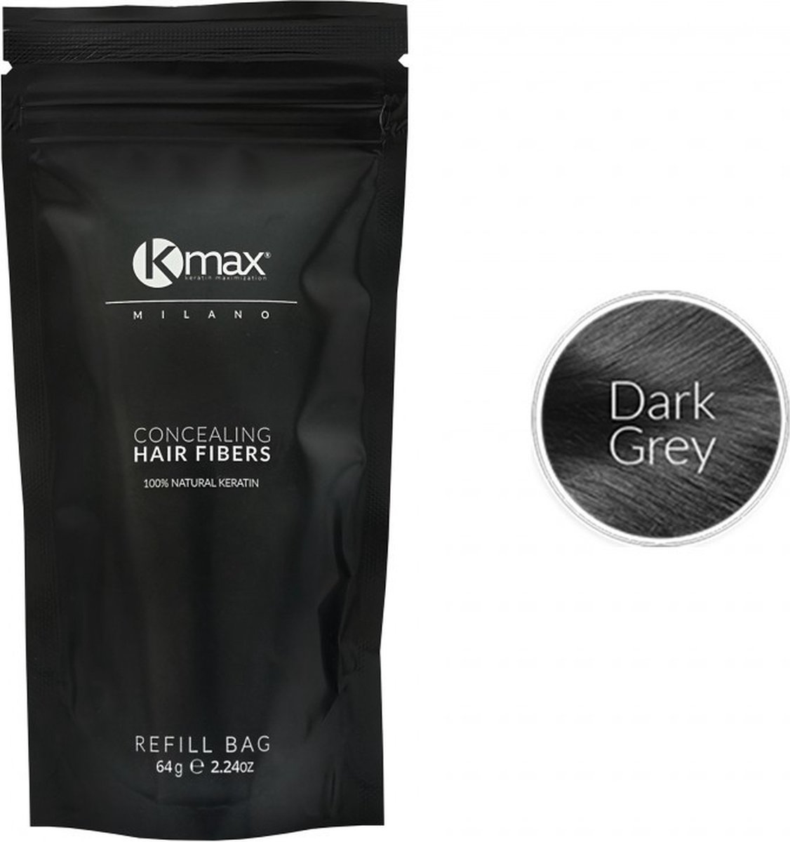 Kmax keratine haarvezels - Donkergrijs (64 gr)