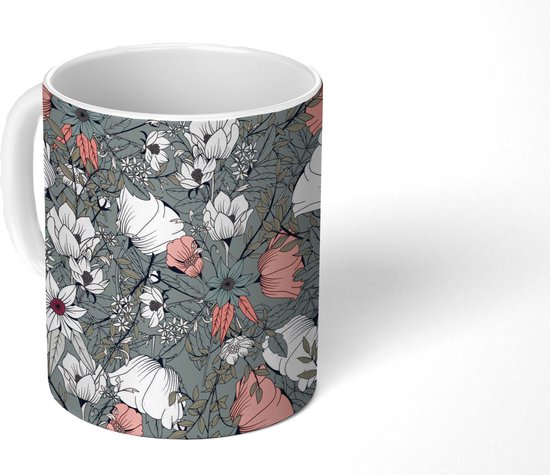 Tasse - Tasse à café - Coquelicot - Croquis - Vintage - Tasses - 350 ML - Tasse - Tasses à café - Tasse à thé - Décoration Sinterklaas - Cadeaux pour enfants - Chaussures cadeaux Sinterklaas