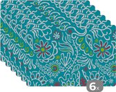 Set de table - Napperons de table en plastique - Fleurs - Feuilles - Tropical - Design - 45x30 cm - 6 pièces - Résistant à la chaleur - Antidérapant - Pad - Amovible