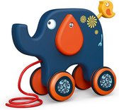 trekfiguur olifant junior 26,5 cm hout blauw/oranje