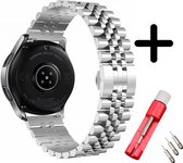Strap-it bandje staal Jubilee zilver + toolkit - geschikt voor Samsung Galaxy Watch 3 45mm / Galaxy Watch 1 46mm / Gear S3