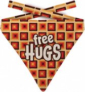 hondenhalsdoek Free hugs polyester oranje maat L