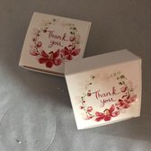 Kleine witte vierkante geschenkdoosjes - 10 stuks - met hoogwaardige sticker Thank you - Afmetingen: H 3 cm B 7 cm - set van 15 st
