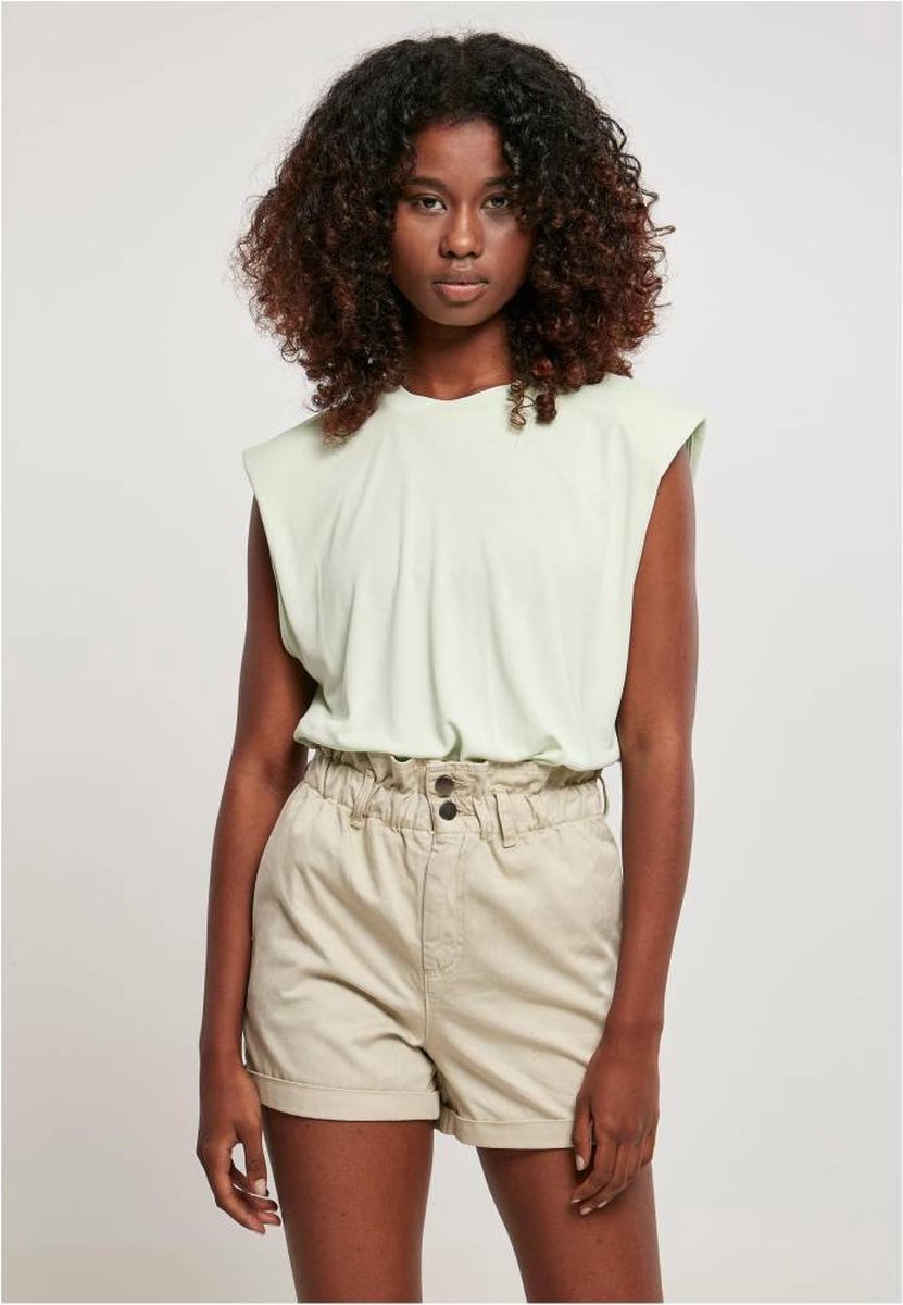 Urban Classics Modal Padded Shoulder Mouwloze top M Groen