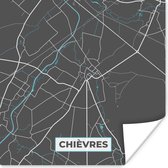 Poster Stadskaart – Grijs - Kaart – Chièvres – België – Plattegrond - 30x30 cm