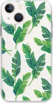 Fooncase Hoesje Geschikt voor iPhone 13 Mini - Shockproof Case - Back Cover / Soft Case - Banana leaves / Bananen bladeren