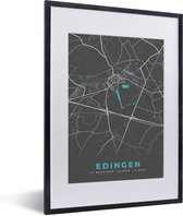 Cadre photo avec affiche - Plan de la ville - Grijs - Carte - Enghien - België - Carte - 30x40 cm - Cadre pour affiche