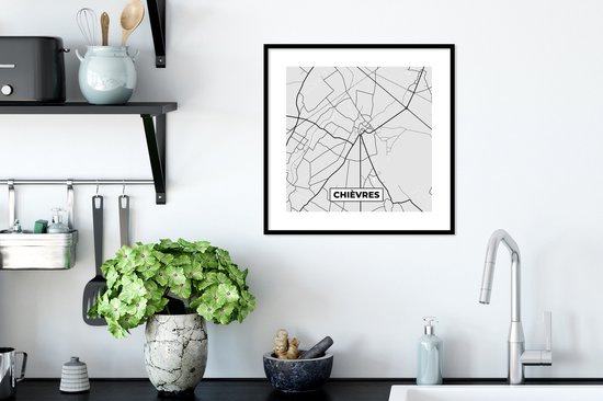 Cadre photo avec Poster Zwart Wit- Carte – Chièvres – Zwart Wit – City Map - Map - 40x40 cm - Cadre pour poster