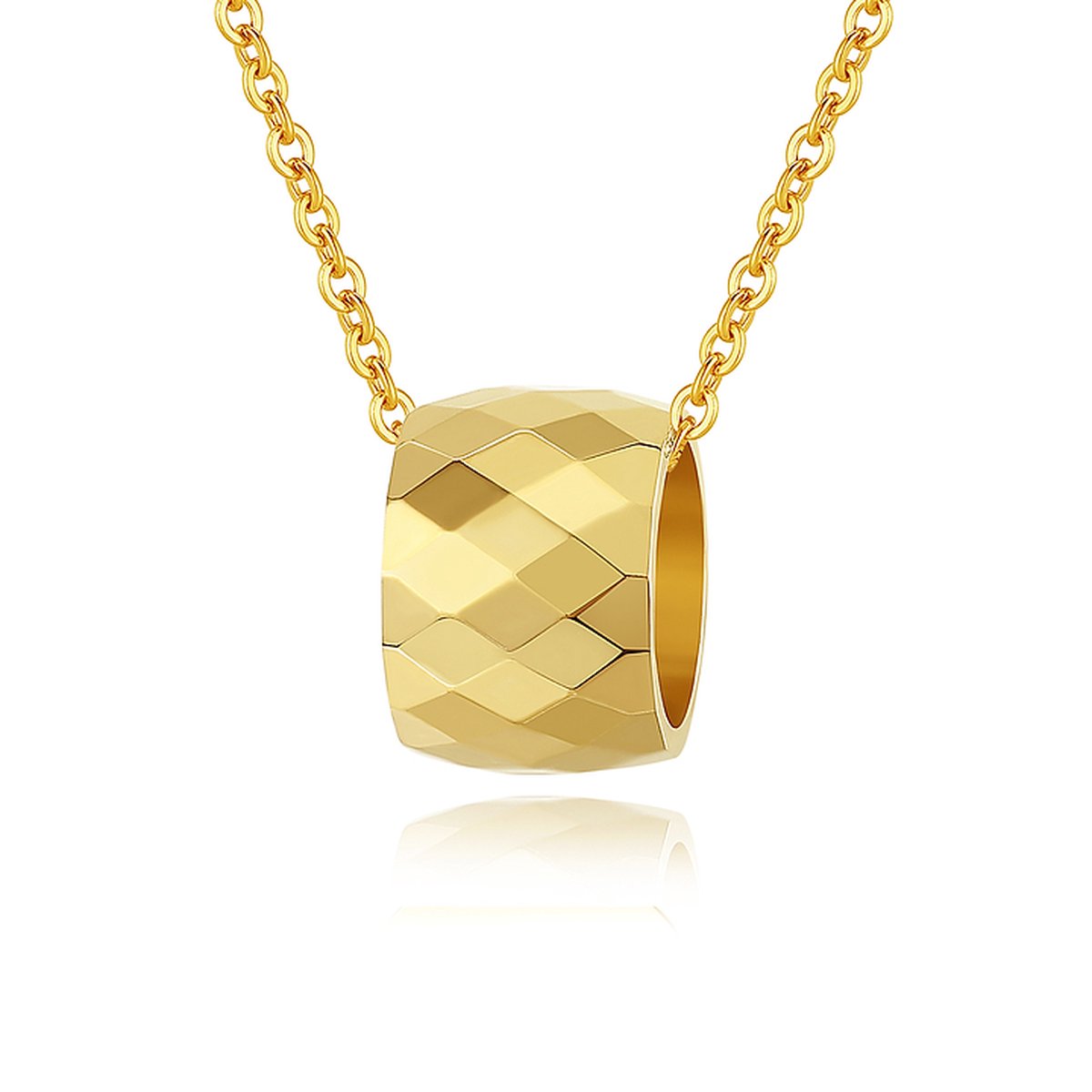 Halsketting ring 18k goud verguld - Ketting met ring met geschenkverpakking