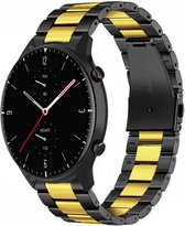 Stalen Smartwatch bandje - Geschikt voor Strap-it Amazfit GTR 2 stalen band - zwart/goud - GTR 2 - 22mm - Strap-it Horlogeband / Polsband / Armband
