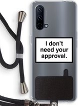 Case Company® - OnePlus Nord CE 5G hoesje met Koord - Don't need approval - Telefoonhoesje met Zwart Koord - Bescherming aan alle Kanten en Over de Schermrand