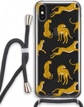 Case Company® - iPhone X hoesje met Koord - Luipaard - Telefoonhoesje met Zwart Koord - Extra Bescherming aan alle Kanten en Over de Schermrand