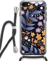 Case Company® - iPhone 7 hoesje met Koord - Flowers with blue leaves - Telefoonhoesje met Zwart Koord - Extra Bescherming aan alle Kanten en Over de Schermrand