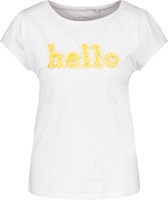 TAIFUN Dames T-shirt met tekstflockprint, GOTS