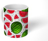 Mok - Koffiemok - Patroon - Watermeloen - Pit - Fruit - Mokken - 350 ML - Beker - Koffiemokken - Theemok