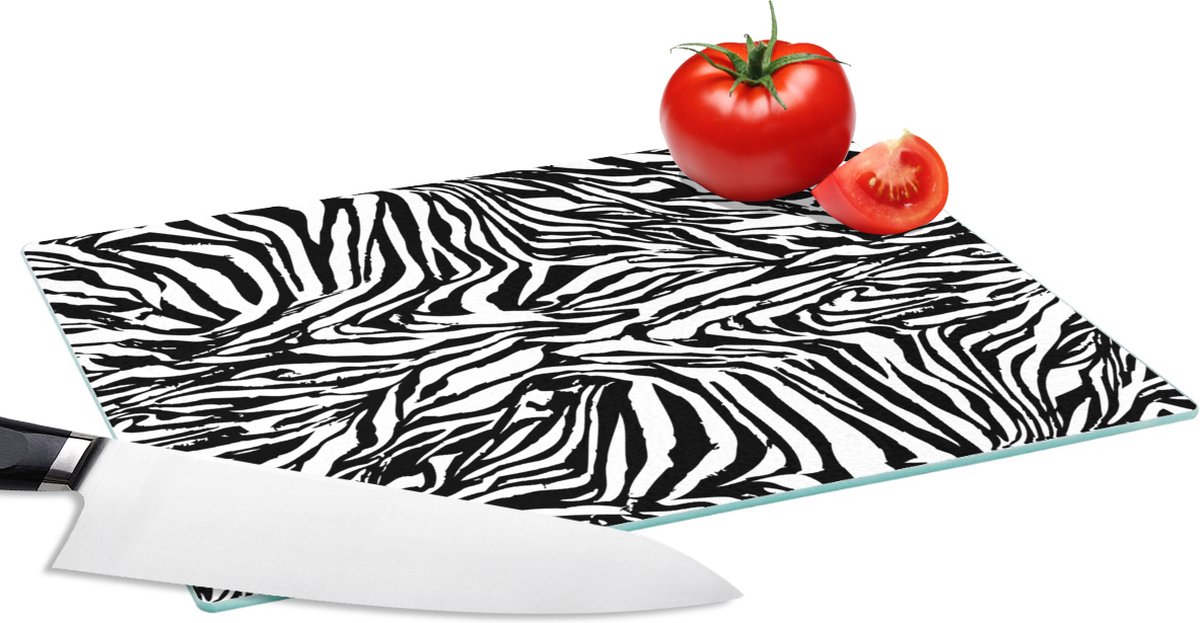 Glazen Snijplank - 28x20 - Patroon - Zebra - Vacht - Snijplanken Glas