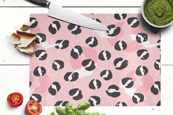 Planche à découper en Verres - 39x28 - Imprimé panthère - Deren - Design - Rose - Planches à découper en Glas
