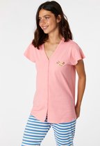 Woody pyjama dames - roze - axolotl vis - 221-1-PIS-S/441 - maat S