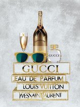 60 x 80 cm - Glasschilderij - gucci - brands - schilderij fotokunst - verwerkt met goudfolie