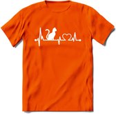 Cat Beat - Katten T-Shirt Kleding Cadeau | Dames - Heren - Unisex | Kat / Dieren shirt | Grappig Verjaardag kado | Tshirt Met Print | - Oranje - XL