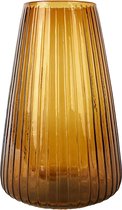 XLBoom Dim Stripe Large Vaas - Glas - Voor Binnen - Amber - 19,5×19,5×30cm