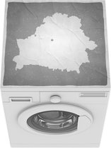 Wasmachine beschermer mat - Illustratie van Wit-Rusland op een oud papier - zwart wit - Breedte 60 cm x hoogte 60 cm