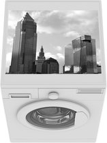 Wasmachine beschermer mat - Gebouwen in de binnenstad van het Noord-Amerikaanse Cleveland - zwart wit - Breedte 55 cm x hoogte 45 cm