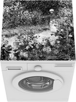 Wasmachine beschermer mat - Vrouw in de tuin - zwart-wit schilderij Claude Monet - Breedte 60 cm x hoogte 60 cm