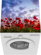 Wasmachine beschermer mat - Klaprozen - Zonsondergang - Lente - Breedte 60 cm x hoogte 60 cm