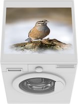 Wasmachine beschermer mat - Grijze gors zit op een tak in de winter - Breedte 55 cm x hoogte 45 cm
