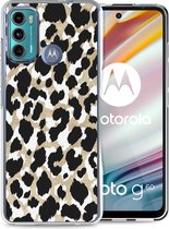 iMoshion Hoesje Geschikt voor Motorola Moto G60 Hoesje Siliconen - iMoshion Design hoesje - Goud / Golden Leopard