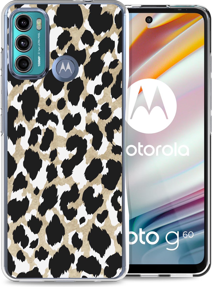 iMoshion Design voor de Motorola Moto G60 hoesje - Luipaard - Goud / Zwart