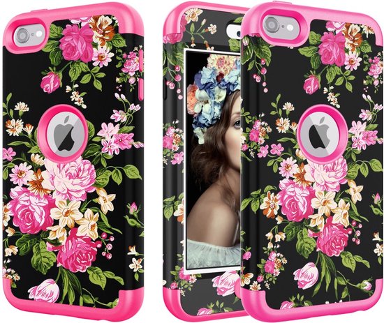 Peachy Armor Flower Hoesje iPod Touch 5 6 7 - Kleurrijke Bloemen - Peachy