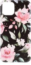 Peachy Hoesje Case Bloemen Bladeren Flowers Natuur TPU Flexibel Schokabsorberend voor iPhone 11 - Zwart