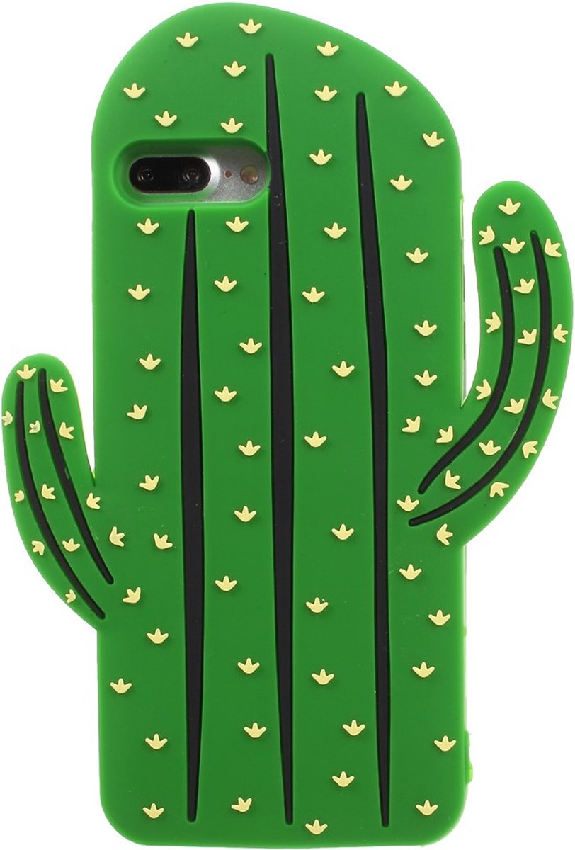 Peachy Silicone cactus case geschikt voor iPhone 7 Plus 8 Plus hoesje - Groen