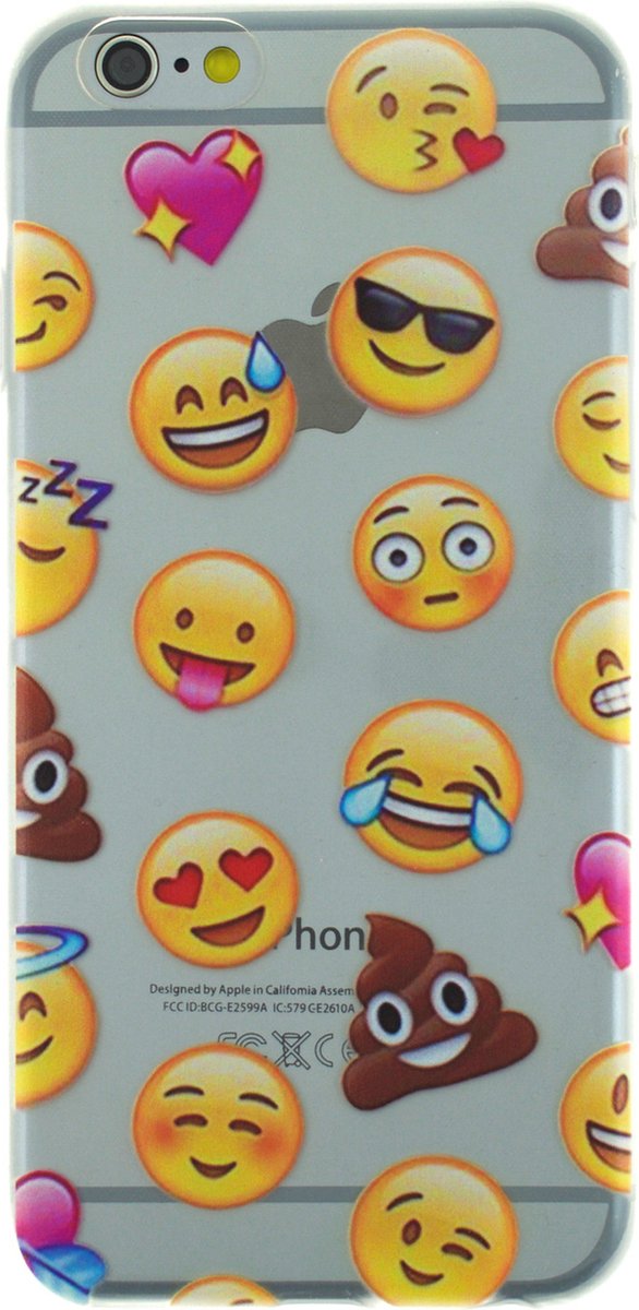 Peachy Transparant Emoji geschikt voor iPhone 6 Plus 6s Plus hoesje case cover smiley