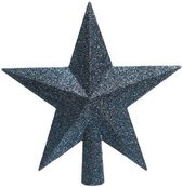 1x Visière de sapin de Noël étoile pailletée bleu foncé 19 cm - Décorations pour sapin de Noël bleu foncé