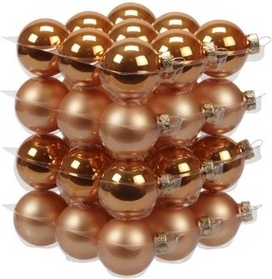 36x Oranje glazen kerstballen 4 cm - mat/glans - Kerstboomversiering oranje
