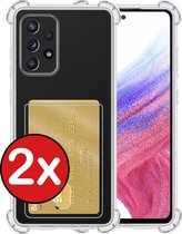 Hoesje Geschikt voor Samsung A53 Hoesje Met Pasjeshouder Siliconen Case Met Kaarthouder - Hoes Geschikt voor Samsung Galaxy A53 Hoesje Shock Proof Case - Transparant - 2 PACK