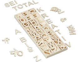 Houten Letters Alfabet - Decoratieletters Knutselen - Creatieve Projecten - 162 Delige Set - 3 cm Hoog - Natuurlijk