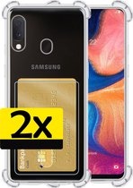 Hoesje Geschikt voor Samsung A20e Hoesje Case Pashouder Cover Siliconen - Hoes Geschikt voor Samsung Galaxy A20e Hoesje Met Kaarthouder - Transparant - 2 Stuks