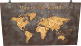 Wanddecoratie Map of the World rusty naturel 140 cm