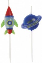 verjaardagskaarsjes Space Pick 6 cm 6 stuks