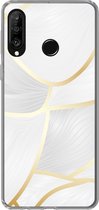 Geschikt voor Huawei P30 Lite hoesje - Abstract patroon met gouden lijnen - Siliconen Telefoonhoesje
