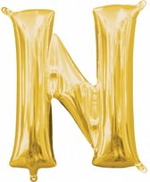 folieballon letter N 22 x 33 cm goud