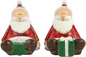 kerstfiguur Kerstman zittend 12,5 cm keramiek rood