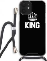 Case Company® - iPhone 12 hoesje met Koord - King zwart - Telefoonhoesje met Zwart Koord - Extra Bescherming aan alle Kanten en Over de Schermrand