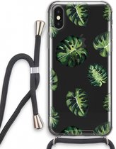 Case Company® - iPhone XS hoesje met Koord - Tropische bladeren - Telefoonhoesje met Zwart Koord - Extra Bescherming aan alle Kanten en Over de Schermrand