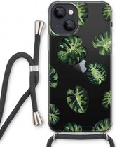 Case Company® - iPhone 13 hoesje met Koord - Tropische bladeren - Telefoonhoesje met Zwart Koord - Extra Bescherming aan alle Kanten en Over de Schermrand