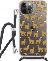 Case Company® - iPhone 12 Pro Max hoesje met Koord - Alpacas - Telefoonhoesje met Zwart Koord - Extra Bescherming aan alle Kanten en Over de Schermrand